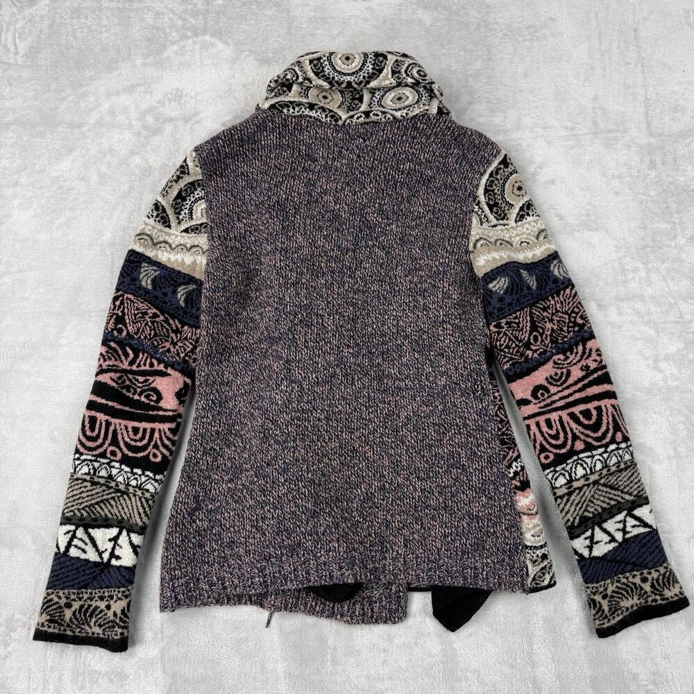 Vintage KOOI Knitwear Lambswool Full Zip Pattern Jacket Women’s M Boho Nordic - Picture 2 of 9